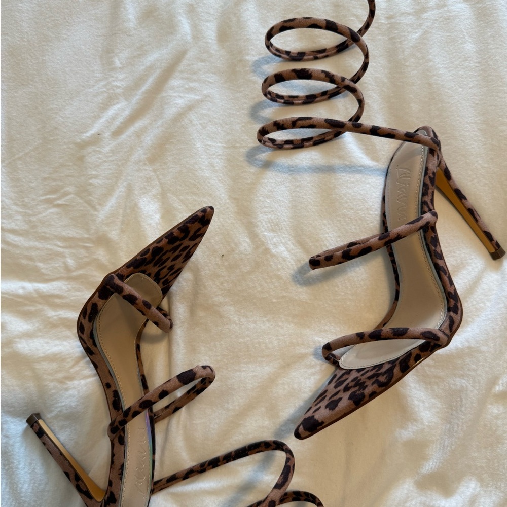 Miss Lola Brown Leopard Wrap Heels